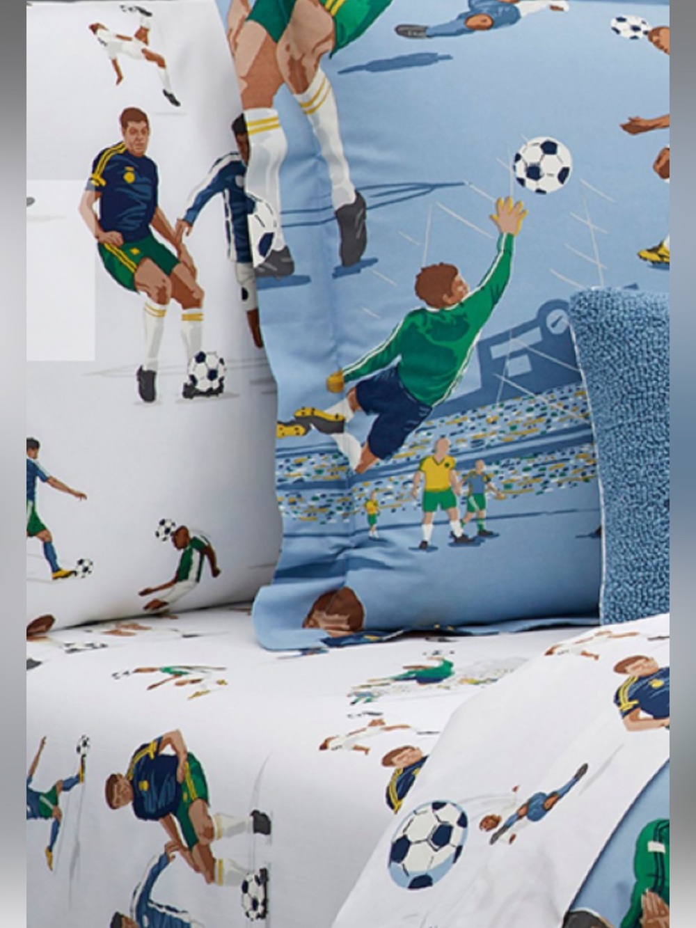 Pottery Barn Kids Vintage Soccer Queen Flat Sheet and 2 Shams